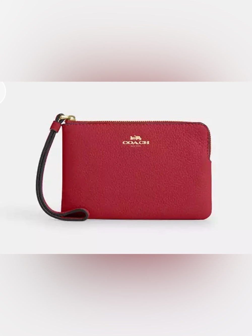 Coach Red Leather Zip Wristlet with Gold Logo
